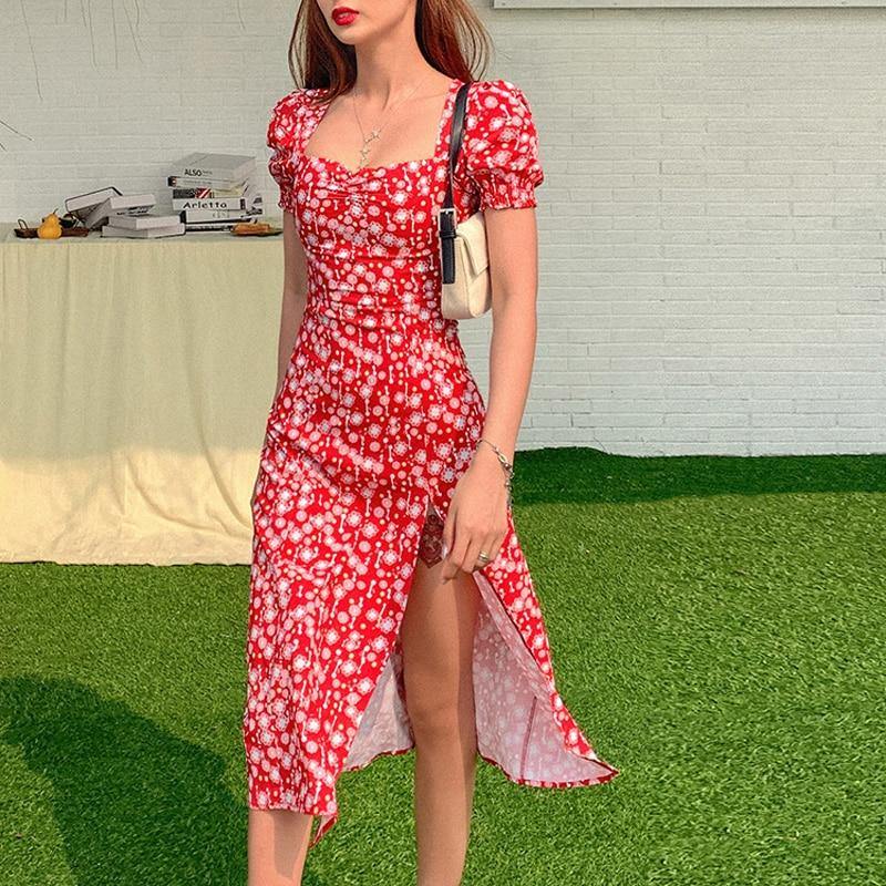 שמלת מידי אמורי | Blue - Dress - Red - White - אדומה - אופנה - שמלה | Shoprifty